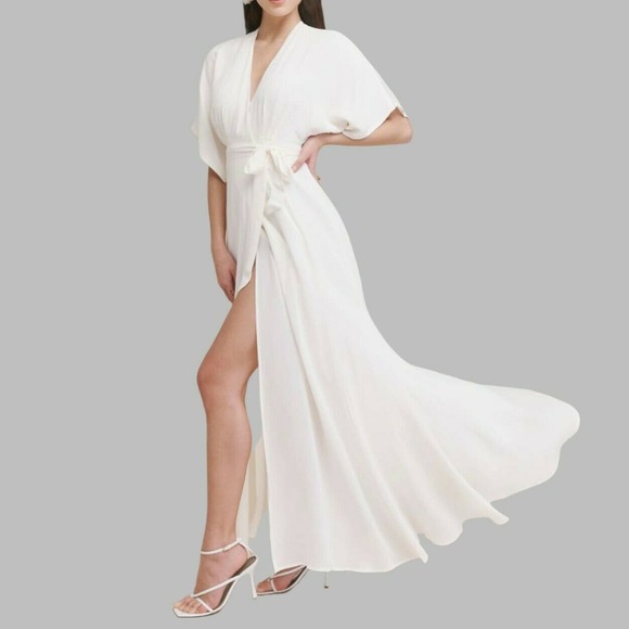 REFORMATION Winslow Wrap Maxi Dress Ivory White Belt Short Sleeves Small NWOT - Picture 5 of 12